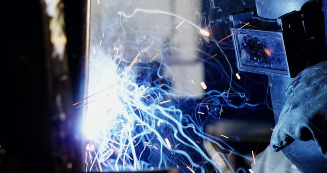 Industrial welder working with protective gear in workshop - Download Free Stock Images Pikwizard.com