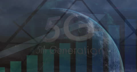 5G Wireless Network Technology Background with Planet Earth Overlay