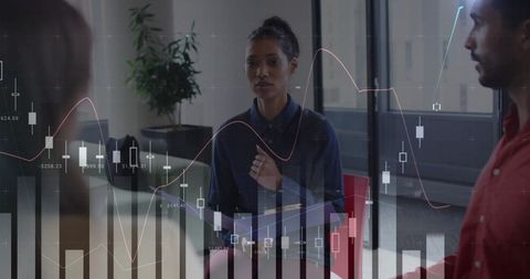 Business Analysis Discussion with Financial Data Overlay - Download Free Stock Images Pikwizard.com