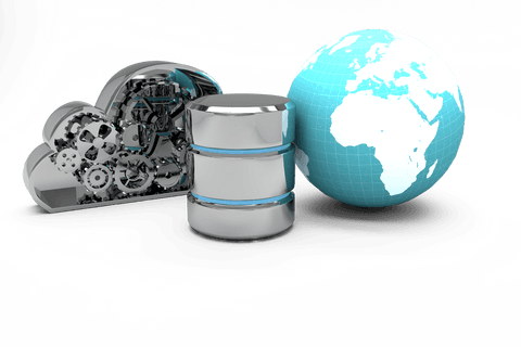 Transparent Metallic Cloud Gear and World with Database Symbol - Download Free Stock Videos Pikwizard.com