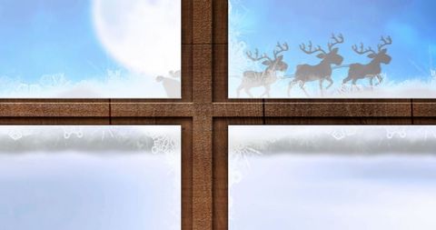 Santa Claus Flying on Sleigh with Reindeer Beams Christmas Joy