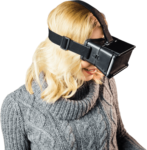 Smiling Woman Using Virtual Reality Headset with Transparent Background - Download Free Stock Videos Pikwizard.com