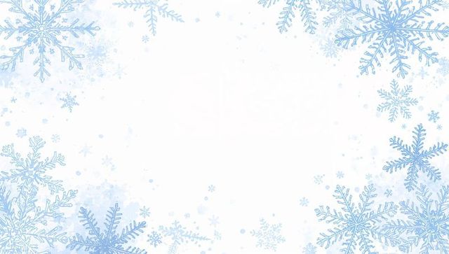 Winter watercolor snowflake border framing central white panel for festive greeting card