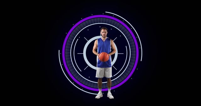 Basketball Player with Futuristic Digital Overlay - Download Free Stock Images Pikwizard.com