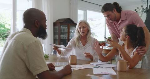 Family Planning Wedding Sitting Together Sharing Excitement