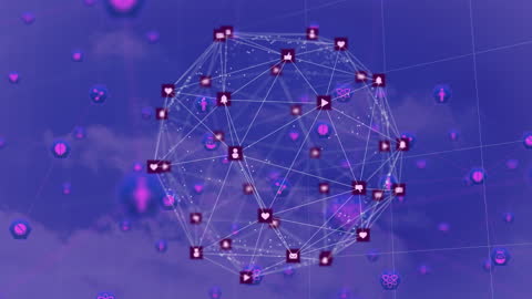 Digital Network of Connections on Vibrant Red Background
