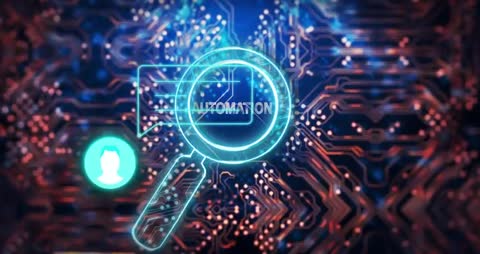 Futuristic Automation Concept Highlighted on Digital Circuit Board