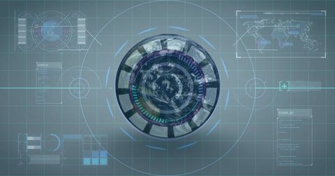 Futuristic Holographic Globe Display with Interactive Data