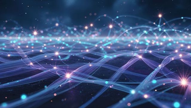 Abstract Digital Mesh with Glowing Nodes