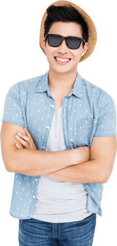 Confident Young Man with Sunglasses Transparent