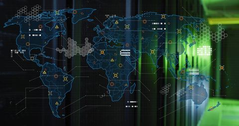 Digital Global Connectivity with Data Networks over Servers - Download Free Stock Images Pikwizard.com