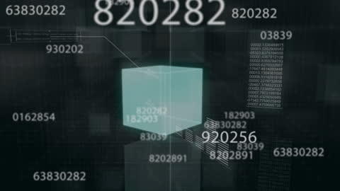 Dynamic Data Processing Animation within Futuristic Cube