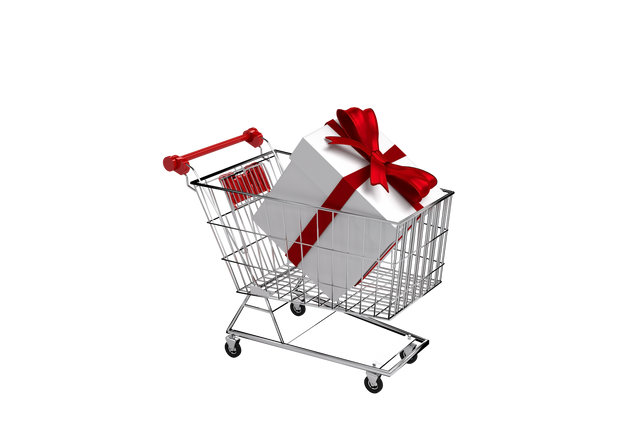 Gift Wrapped Present in Shopping Cart Illustration on Transparent Background - Download Free Stock Videos Pikwizard.com