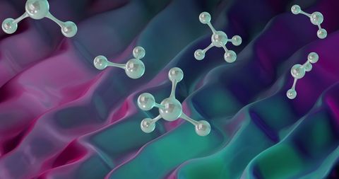 Futuristic Abstract Molecules on Wavy Background