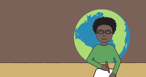 Teacher with globe celebrating universal children's day