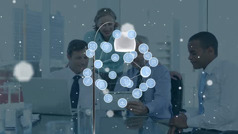 Diverse Team Collaborating on Futuristic Digital Interface