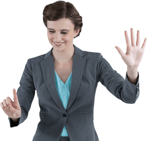 smiling businesswoman using interactive transparent screen concept - Download Free Stock Videos Pikwizard.com