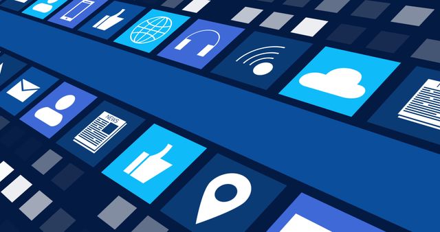 Abstract Digital Icons and Blue Background Design - Download Free Stock Images Pikwizard.com