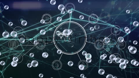 Digital Network and Globe Animation with Bubbles Overlay