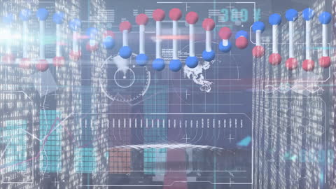 Digital DNA Animation and Futuristic Data Interface