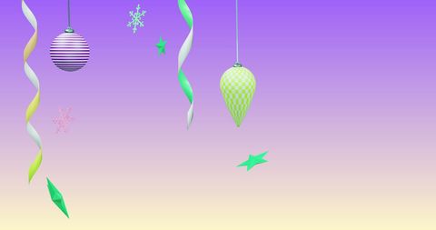 Festive Christmas Ornaments with Purple Ombre Background