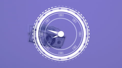 Animated Clock Overlaying Dollar Bills Signifying Time is Money