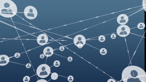 Connecting Profile Icons on Digital Network Background
