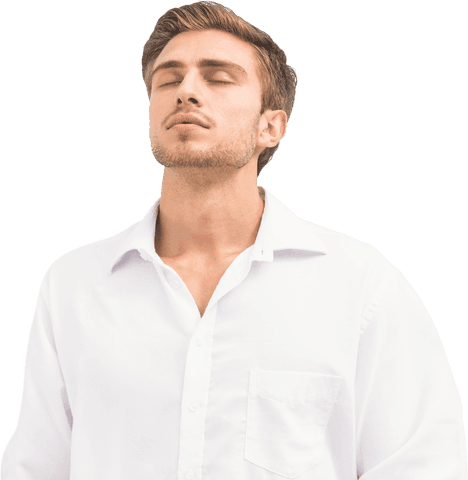 Caucasian Man in White Shirt Relaxing Transparent Background