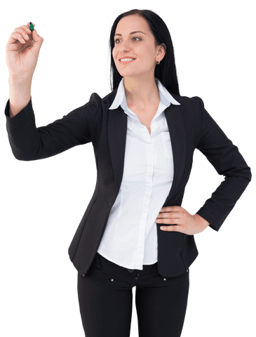 confident businesswoman writing with transparent marker - Download Free Stock Videos Pikwizard.com