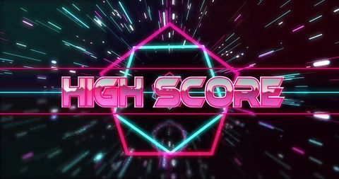 Retro High Score Text with Neon Graphics - Download Free Stock Images Pikwizard.com