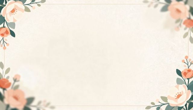 Vintage pastel floral border on textured cream canvas featuring corner watercolor blooms