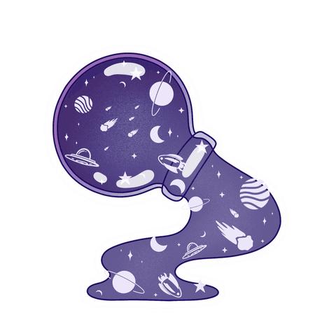 Flowing cosmic liquid illustrating fantasy space vibe on transparent background