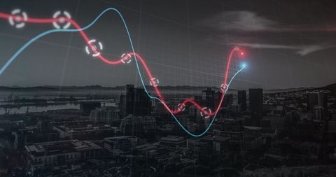 Futuristic Data Analysis Over Cityscape at Night - Download Free Stock Images Pikwizard.com
