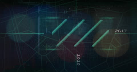 Digital Data Processing with Futuristic Grid Overlay