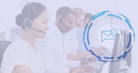 Customer Support Team Using Technology for Efficient Communication