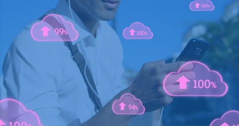 Digital Interface Concept with Cloud Percentage Overlays - Download Free Stock Images Pikwizard.com