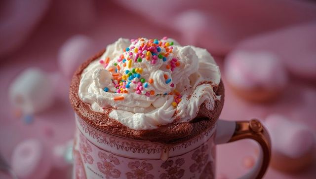 Decorative Mug with Whipped Cream Hot Chocolate