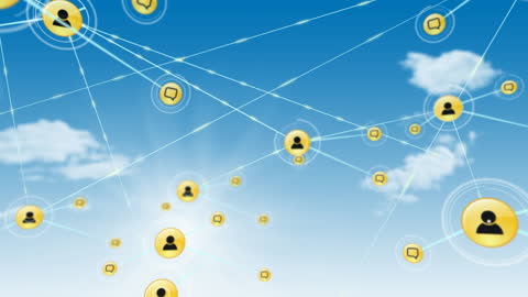 Global Networking Technology Concept with Icon Connections in Sky