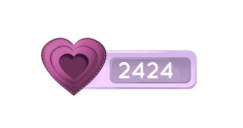 Purple Heart Button with Incrementing Numbers on Soft Gradient