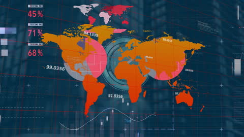 Global Data Analytics Chart with World Map Overlay