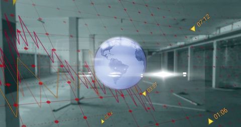 Global Business and Data Analytics Concept with Rotating Globe