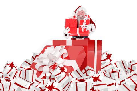 santa claus holding gifts amidst giant present on transparent background - Download Free Stock Videos Pikwizard.com