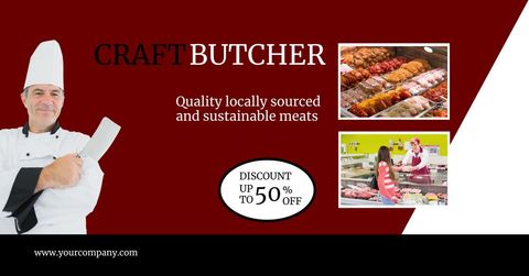 Artisanal Butchery Promotion with Chef and Fresh Meats Display - Download Free Stock Templates Pikwizard.com