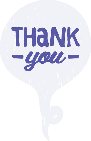 Thank You Text Art on Transparent Background for Greeting Cards