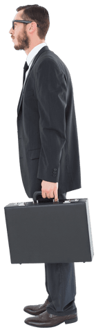 Transparent Side View of Professional Businessman with Briefcase