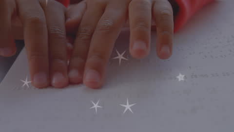 Close-Up of Hands Reading Braille Touching Magic Animation