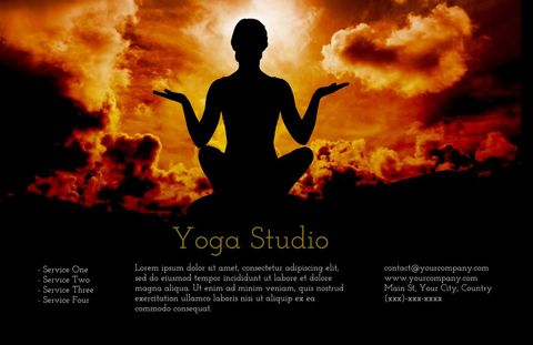 Yoga studio silhouette against vibrant sunset