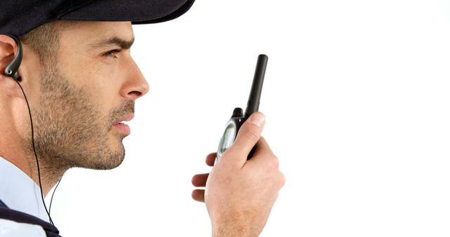 Security Guard Communicating with Walkie-Talkie - Download Free Stock Images Pikwizard.com