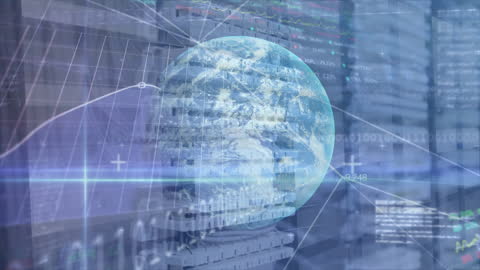 Digital Globe Overlay in Modern Server Room Environment