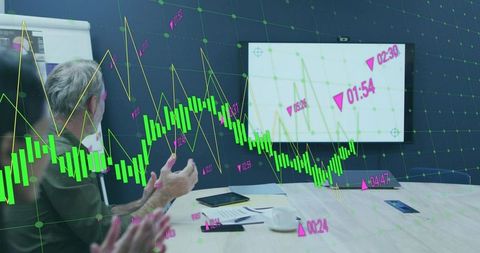 Business Professionals Analyzing Growth Charts in Meeting Room